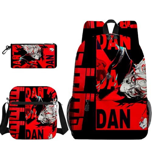 Tongyundacheng Okarun Rucksack Kinder Schultasche Anime Ayase Momo Takakura Ken Turbo Granny Print Student Rucksack mit Lunchtasche und Federmäppchen 3-teiliges Set, Typ 13, 40x30x13cm von Tongyundacheng