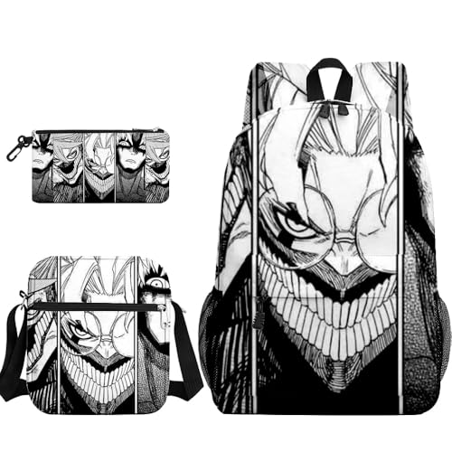 Tongyundacheng Okarun Rucksack Kinder Schultasche Anime Ayase Momo Takakura Ken Turbo Granny Print Student Rucksack mit Lunchtasche und Federmäppchen 3-teiliges Set, Typ 3, 40x30x13cm von Tongyundacheng