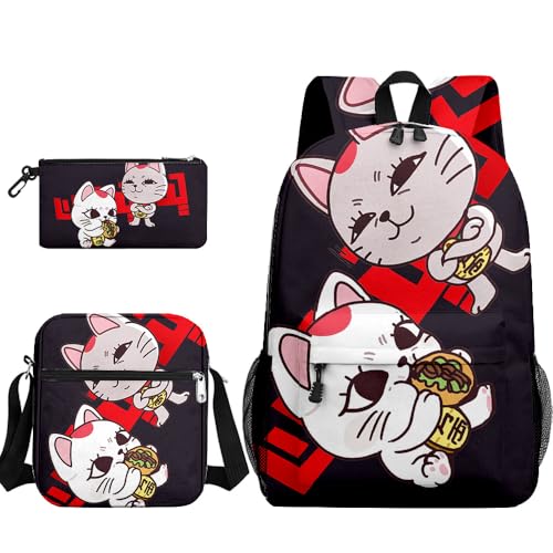 Tongyundacheng Okarun Rucksack Kinder Schultasche Anime Ayase Momo Takakura Ken Turbo Granny Print Student Rucksack mit Lunchtasche und Federmäppchen 3-teiliges Set, Typ 5, 40x30x13cm von Tongyundacheng