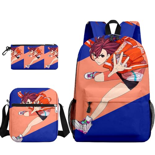 Tongyundacheng Okarun Rucksack Kinder Schultasche Anime Ayase Momo Takakura Ken Turbo Granny Print Student Rucksack mit Lunchtasche und Federmäppchen 3-teiliges Set, Typ 7, 40x30x13cm von Tongyundacheng