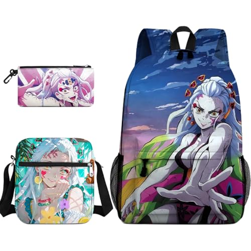 Tongyundacheng Rengoku Kyoujurou Rucksack Kamado Nezuko Bleistifttasche Kamado Tanjiro Schultertasche Kimetsu No Yaiba Merch Anime Schulbedarf für Schüler (3 Stück), Daki, 30x13x40cm von Tongyundacheng