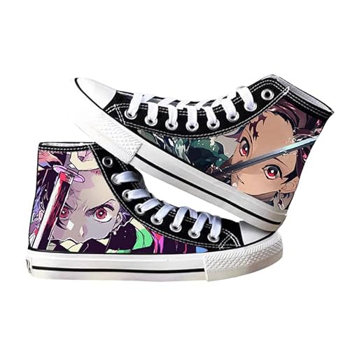 Unisex Anime High Top Canvas Schuhe Tanjiro/Agatsuma/Hashibira/Rengoku Cosplay Print Mode Leinwand Schuhe Schnürschuhe Turnschuhe Freizeitschuhe, Kamado Tanjiro B, 39 EU von Tongyundacheng