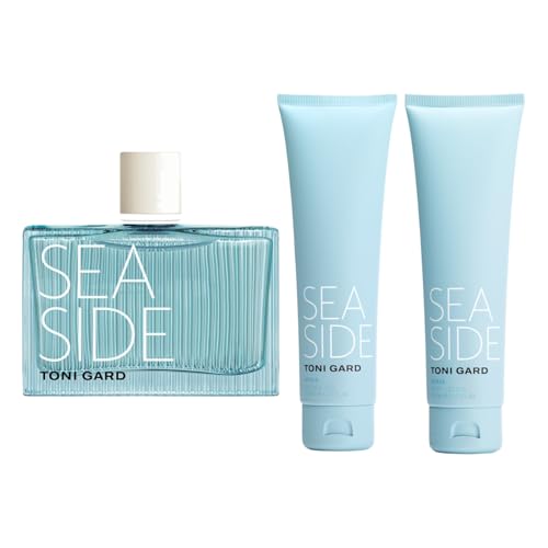 Toni Gard SEA SIDE WOMAN Set – Eau de Parfum 90 ml und Shower Gel 150 ml + Body Lotion 150 ml, blumig-frischer Damenduft mit Bernstein, Vetiver, Moschus, Rose, Zitrone von Toni Gard