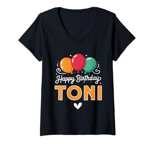 Damen Alles Gute zum Geburtstag Spruch Toni T-Shirt mit V-Ausschnitt Damen Alles Gute zum Geburtstag Spruch Toni T-Shirt mit V-Ausschnitt von Toni Name Spruch für Geburtstag