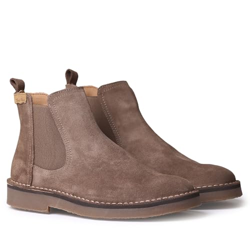 ISA-SY - Damen Wildleder Stiefeletten mit seitlichen Gummibändern für eine perfekte Passform, Taupe, 35 EU von Toni Pons