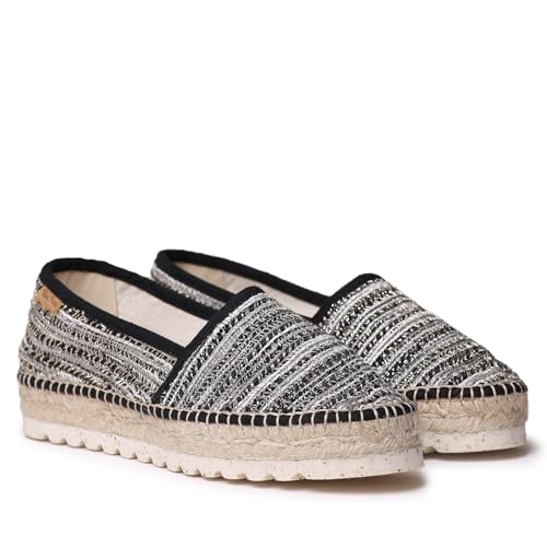 TONI PONS Alma-CL Flache Espadrilles für Damen aus Stoff mit Glitzer, Schwarz , 40 EU von Toni Pons