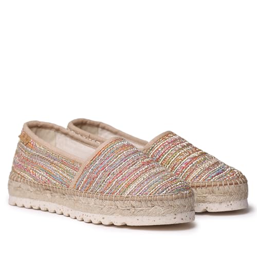 TONI PONS Alma-CL Damen Espadrilles flach aus Stoff mit Glitzer, beige, 39 EU von Toni Pons