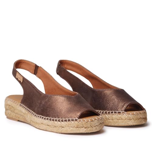 TONI PONS Erica-AS Peep Toe Espadrilles für Damen aus glänzendem Leder, bronze, 41 EU von Toni Pons