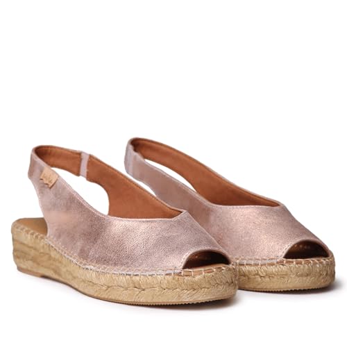TONI PONS Erica-AS Peep Toe Espadrilles für Damen aus glänzendem Leder, nude, 38 EU von Toni Pons