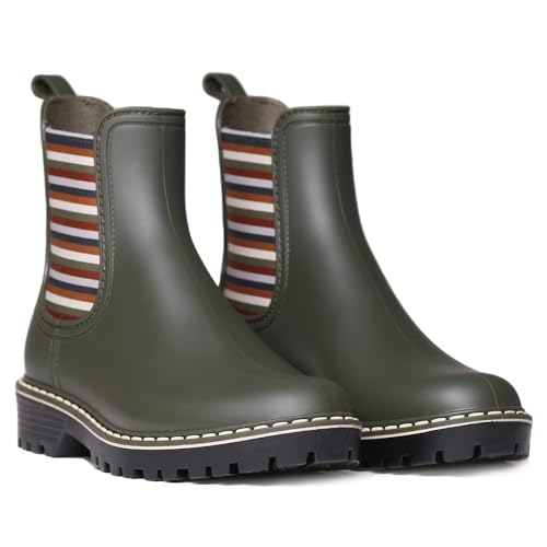 TONI PONS Gummistiefel für Damen, wasserdicht, rutschfeste Sohle, ideal für Regen, Chelsea-Stiefeletten, kaki, 39 EU von Toni Pons