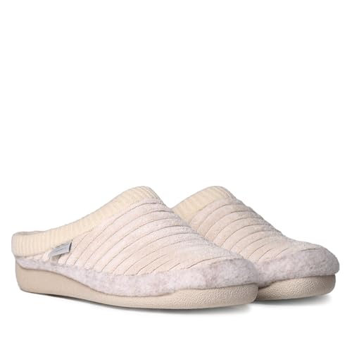 TONI PONS MALU-OD Hausschuhe für Damen aus Filz und Kunstfell., ekrü, 43 EU von Toni Pons