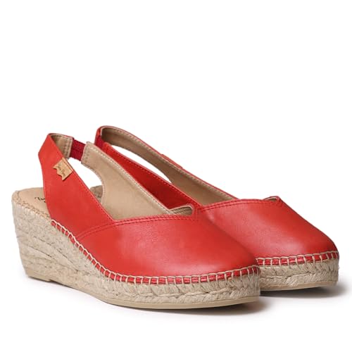 TONI PONS Termal - Espadrilles für Damen aus Leder mit Keilabsatz für eine breitere Passform, rot, 36 EU von Toni Pons