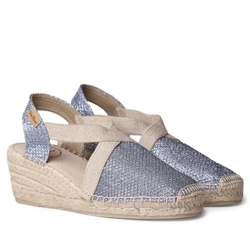 TONI PONS Triton Veganer Espadrilles mit Keilabsatz für Damen aus Baumwollstoff., Jeans, 37 EU von Toni Pons