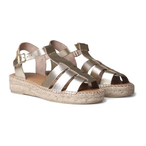 Toni Pons Damen Emma Espadrille Keilsandale, Platin-Leder, 38/38.5 EU von Toni Pons