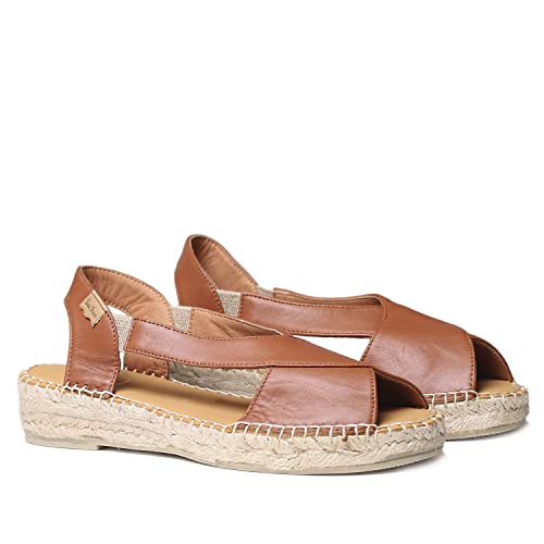 Toni Pons Damen Espadrille aus Leder - ELDA - Nougat, 37 EU von Toni Pons