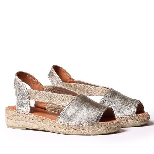 Toni Pons Damen Espadrille aus Leder - ETNA - Platin, 42 EU von Toni Pons