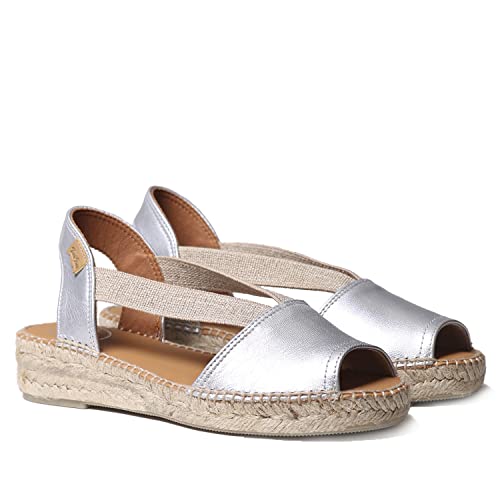 Toni Pons Damen Espadrille aus Leder - ETNA - Silver, 43 EU von Toni Pons