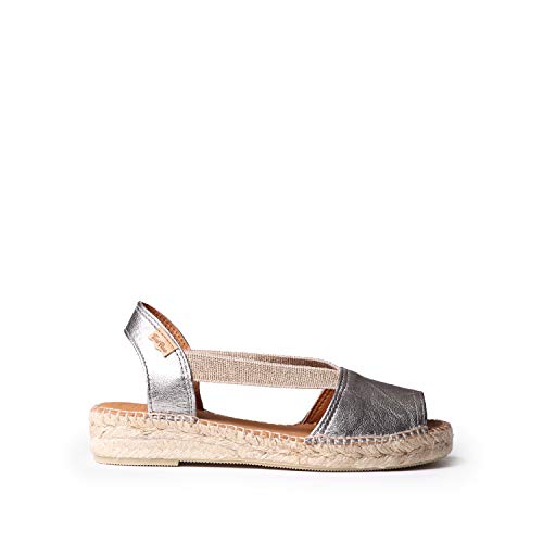 Toni Pons Damen Espadrille aus Leder - ETNA - Stahl, 39 EU von Toni Pons