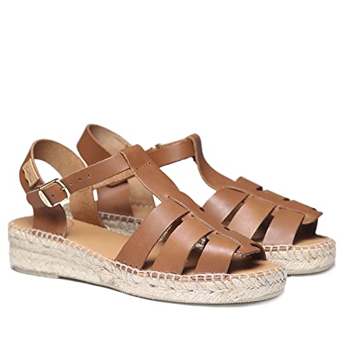 Toni Pons Damen Espadrille aus Leder - Emma - Nougat, 39 EU von Toni Pons