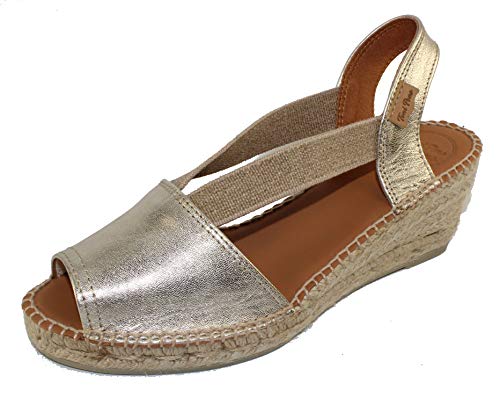 Toni Pons Damen Espadrille aus Leder - TEIDE-P - Platin, 38 EU von Toni Pons