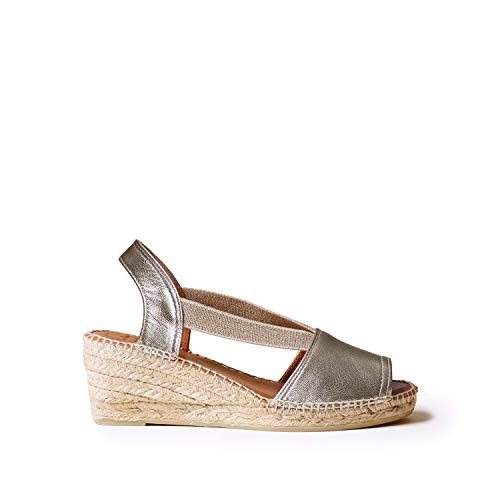 Damen Espadrille aus Leder - TEIDE-P - Platin, 41 EU von Toni Pons
