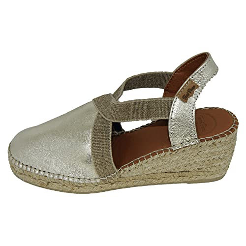 Toni Pons Damen Espadrille aus Leder - TOSSA - Platin, 35 EU von Toni Pons