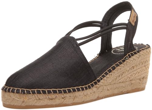 Toni Pons Damen-Espadrille aus Seide und Baumwollstoff - Turia - Schwarz, 37 EU von Toni Pons