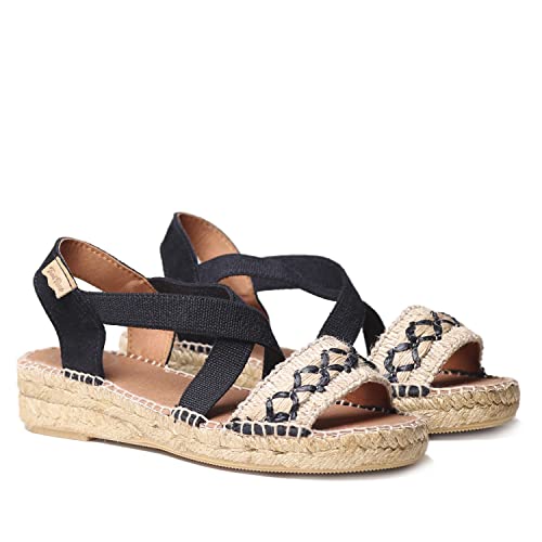 Toni Pons Damen-Espadrille mit elastischen Bändern - Eider-BN - Schwarz, 39 EU von Toni Pons