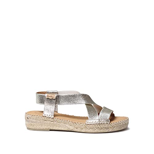 Toni Pons Damen-Espadrille mit elastischen Lederbändern - EIRE-RC - Platin, 38 EU von Toni Pons