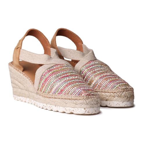 Toni Pons Damen Keilsandaletten TERRA Bunt Beige Textil, Größe:39, Farbauswahl:multicolor von Toni Pons