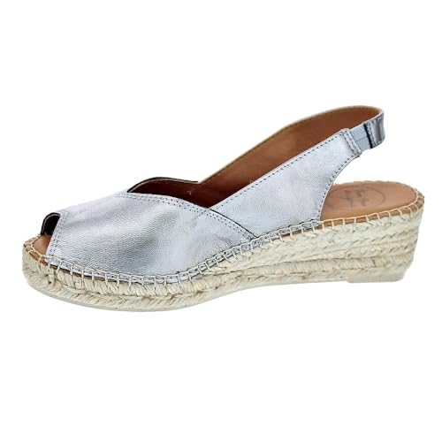 Toni Pons Keil-Espadrille aus Leder für Damen - BERNIA-P - Stahl, 38 EU von Toni Pons