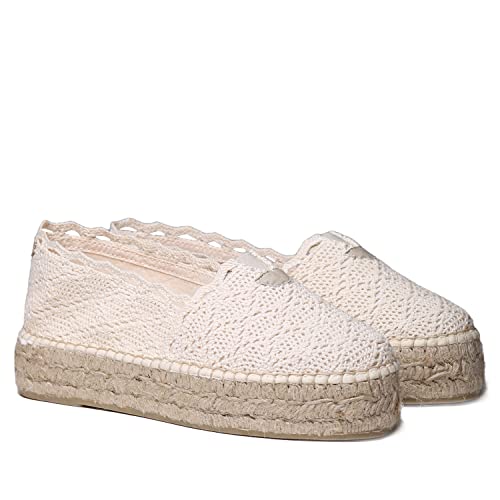 Toni Pons Gehäkelte Damen-Espadrille aus Baumwolle - Aitana - Roh, 42 EU von Toni Pons