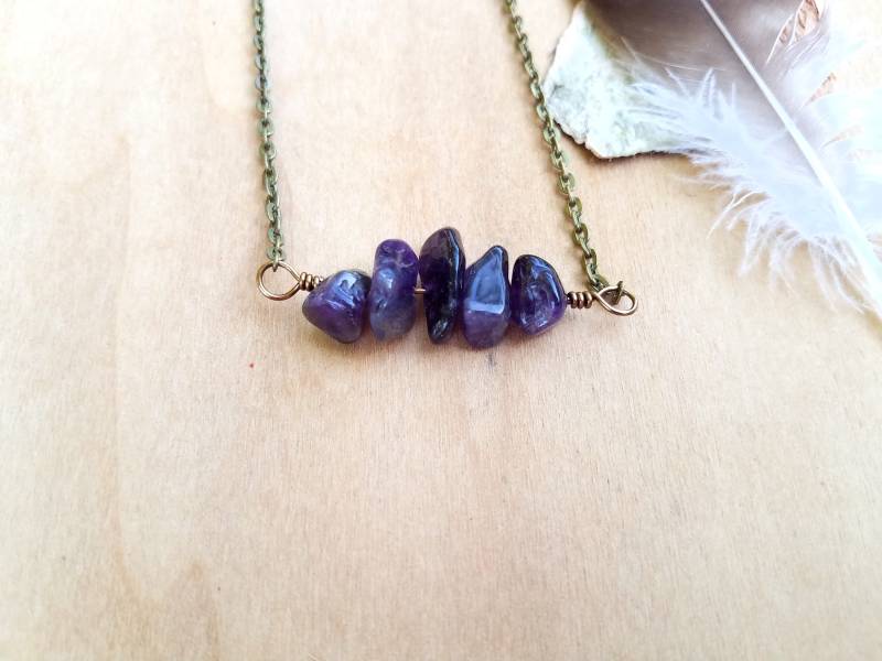 Edelstein Bar Halskette - Amethyst Chip Brautjungfer Geschenk Edelstein Bar Halskette - Amethyst Chip Brautjungfer Geschenk von TonicARTistry