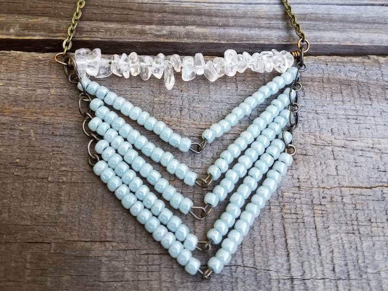 Klar Quarz Perle Halskette - Pfeil-Halskette Bergkristall Boho-stil Boho Schmuck Klar Quarz Perle Halskette - Pfeil-Halskette Bergkristall Boho-stil Boho Schmuck von TonicARTistry