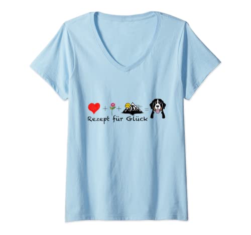 Damen Bernersennen - Hund Bärchen Liebe Tiere - Rezept für Glück T-Shirt mit V-Ausschnitt Damen Bernersennen - Hund Bärchen Liebe Tiere - Rezept für Glück T-Shirt mit V-Ausschnitt von Tonicrock