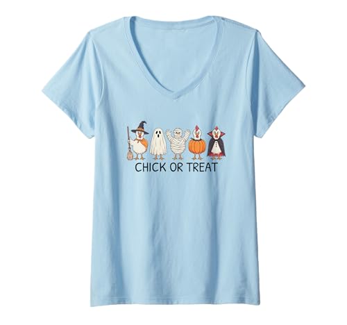 Damen Chick Or Treat Funny Chicken Halloween T-Shirt mit V-Ausschnitt Damen Chick Or Treat Funny Chicken Halloween T-Shirt mit V-Ausschnitt von Tonight We Fly Chicken