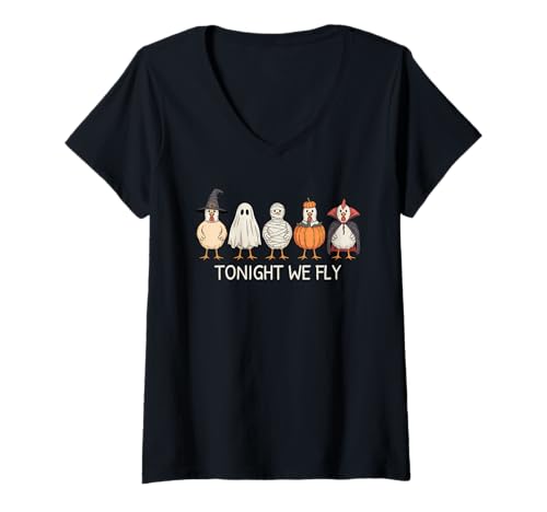 Damen Tonight We Fly Chicken T-Shirt mit V-Ausschnitt Damen Tonight We Fly Chicken T-Shirt mit V-Ausschnitt von Tonight We Fly Chicken