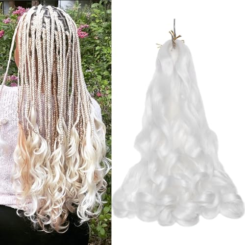 Toniola 4 Bündel geflochtenes französisches lockiges Haar, 61 cm, lockige Welle, lockig, gehäkelt, für schwarze Frauen, vorgestreckt, geflochten, mit lockigen Enden, # Weiß Toniola 4 Bündel geflochtenes französisches lockiges Haar, 61 cm, lockige Welle, lockig, gehäkelt, für schwarze Frauen, vorgestreckt, geflochten, mit lockigen Enden, # Weiß von Toniola