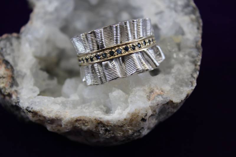 Lady Sterling Silber Und Vermeil Band Stil Designer Von Juvite Blau Saphir Ring von TonisSouthernJewels