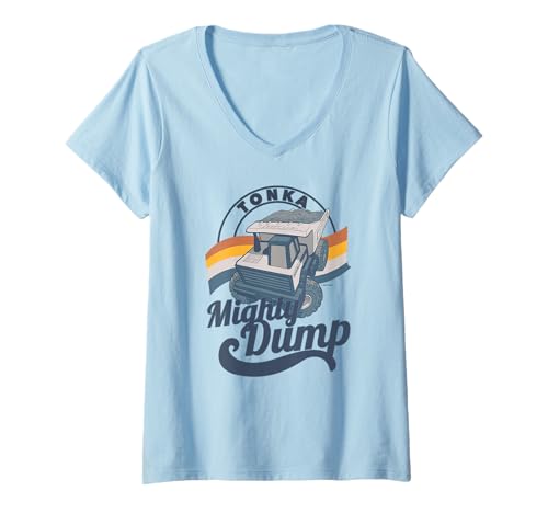 Damen Tonka Mighty Dump Distressed Vintage Portrait T-Shirt mit V-Ausschnitt von Tonka