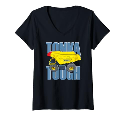 Damen Tonka Tough Classic Mighty Dump Truck T-Shirt mit V-Ausschnitt von Tonka
