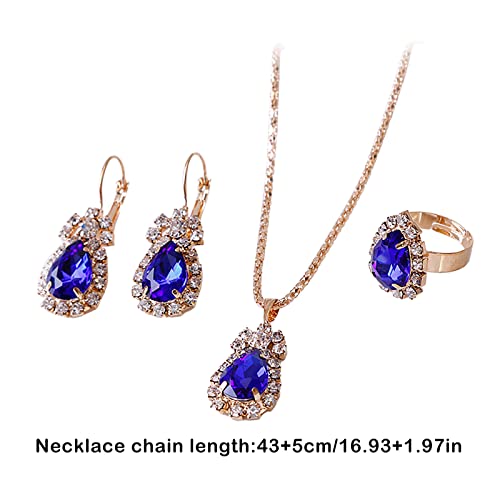 Armbänder Damen Kristalle Für Frauen Ohrringe Wasser Schmuck Mädchen Mode Liebe und Set Schmuck Personalisierte Ring Tropfen Halskette Anhänger Schmuck Sets Ständer Für Schmuck (e-Blue, One Size) von Tonsee Accessoire