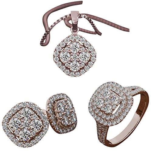 Tonsee Accessoire Armbänder Damen Kristalle Stück Set Halskette Schmuck DREI Set 3pc Kette Ohrring Schlüsselbein Anhänger Schmuck Sets Ständer Für Schmuck (d-C, One Size) von Tonsee Accessoire