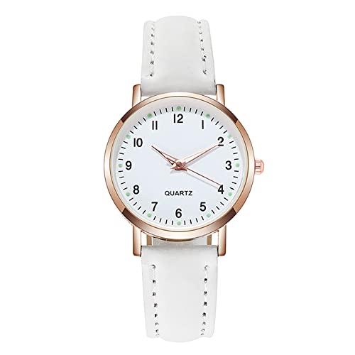 Armbanduhren Damen Damen-Leuchtuhr mit Gürtelwaage, gepunktete kleine Uhr, Sternuhr, mattierter Punkt, mit römischer Damenuhr, Digitalwaage Damenband Ansehen Kunststoff (White-a, One Size) von Tonsee Accessoire