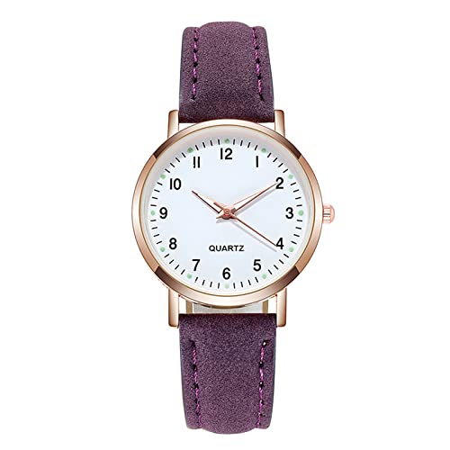 Armbanduhren Damen Damen-Leuchtuhr mit Gürtelwaage, gepunktete kleine Uhr, Sternuhr, mattierter Punkt, mit römischer Damenuhr, Digitalwaage Herren Digital Keramik (B-Purple, One Size) von Tonsee Accessoire