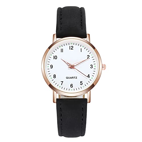 Armbanduhren Damen Damen-Leuchtuhr mit Gürtelwaage, gepunktete kleine Uhr, Sternuhr, mattierter Punkt, mit römischer Damenuhr, Digitalwaage Kinder Beobachten Jungen (Black, One Size) von Tonsee Accessoire