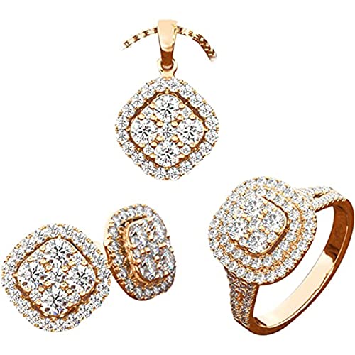 Tonsee Accessoire Ausgefallene Ohrringe Damen Silber Schmuckset Stück DREI Halskette Kette Set 3pc Anhänger Clavicle Ohrring Schmuck Sets Schmuck Herstellen (d-D, One Size) von Tonsee Accessoire