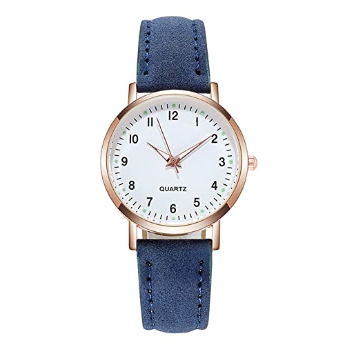 Damen Analog Quarz Uhr Armbanduhren Damen-Leuchtuhr mit Gürtelwaage, gepunktete kleine Uhr, Sternuhr, mattierter Punkt, mit römischer Damenuhr, Armbanduhr Ohne Verschluss (A-Blue, One Size) von Tonsee Accessoire