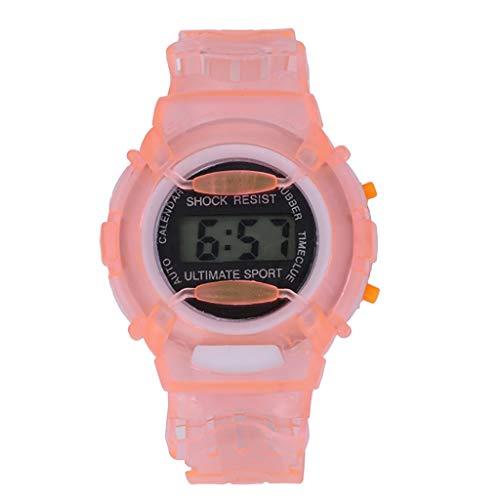 Damen Digitaluhr Zugband Silber Handgelenk-Sport-wasserdichte Jungen-rote Digitale Studenten-Kind-Mädchen-Uhr-Kinderuhr Herren Armbanduhr Megalith (Pink, One Size) von Tonsee Accessoire