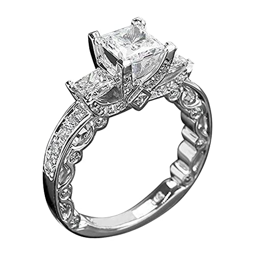 Damen Echtschmuck Ring Diamantring Beliebte Exquisiter Ring Einfache Modeschmuck Beliebte Accessoires Gift Ringe (Silver, 6) von Tonsee Accessoire